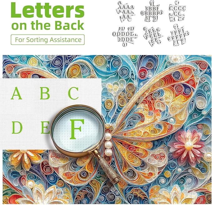 500 Piece Jigsaw Puzzles for Adults - Butterfly Quilling Art Puzzle, 20x20 Inch Challenging Adult Puzzles, Unique Artistic Brain Teaser for Solo & Family Game Night