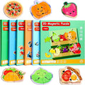 Magnetic Puzzles for Kids Ages 1-3, Travel Toddler Puzzles Ages 2-4 Year, Food Activities Toy for Boys & Girls 3-5 yo - Learning Magnet Gift for Road Trip