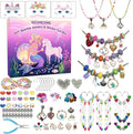 GO2HEJING Charm Bracelet Making Kit for Girls, Jewelry Making Kit for Girls 8-12, Ear Cuff/Necklace Craft Kit, Cute Face Temporary Tattoos for Kids, Unicorn Toys for Teenage Birthday Gift (Forest)