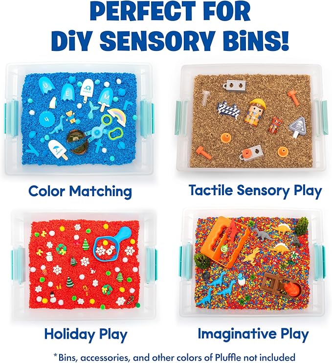 Educational Insights Pluffle® Sand 2-Pack - Sensory Bin Foam Set, No Mess Alternative to Sand Toys & Slime for Toddlers at Home or in The Classroom, Fun Sensory Table Filler, Gift for Kids Ages 3+