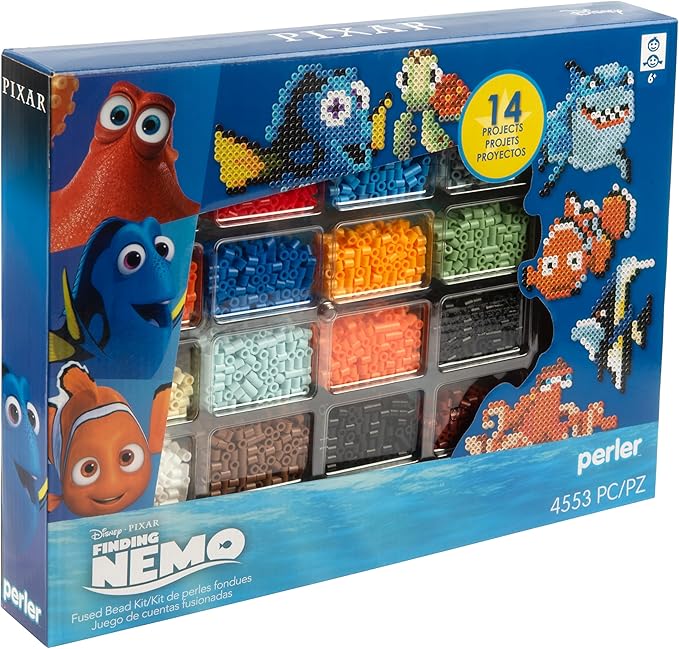 Perler Disney Pixar's Finding Nemo Fused Bead Activity Kit with 14 Unique Patterns, Finished Project Sizes Vary, Multicolor 4553 Pieces