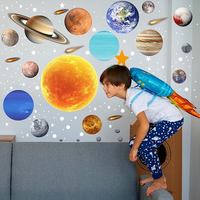 Solar System Wall Decals Glow in The Dark Stars, 965 PCS Stars and Planets Wall Stickers, Baby Nursery Glow Meteorite for Ceiling, Birthday Christmas Gift for Boys and Girls（Green）