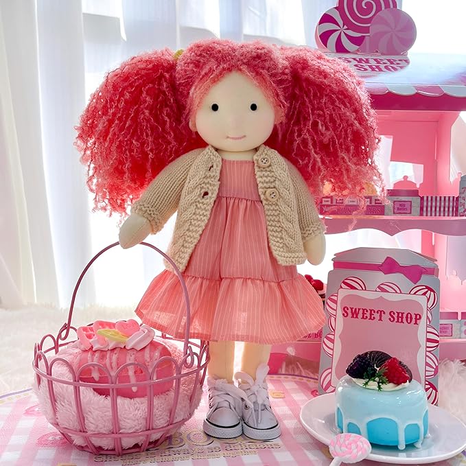 BlissfulPixie Waldorf Handmade Rag Doll - Personalized Collectors Plush for Kids Birthday Present With Beautiful Box-Caroline 12"