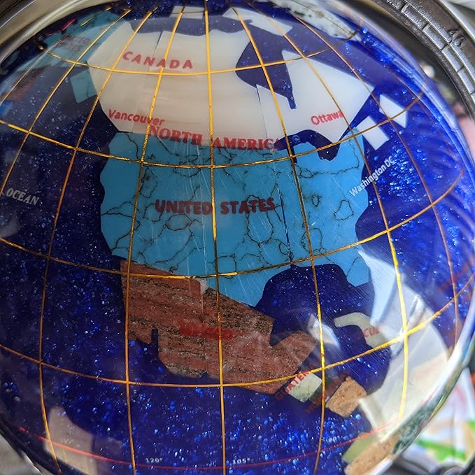 Unique Art Since 1996 150 GB CRY Gemstone Globe, Blue Crystallite Silver,150 GB BLUE CRY SILVER