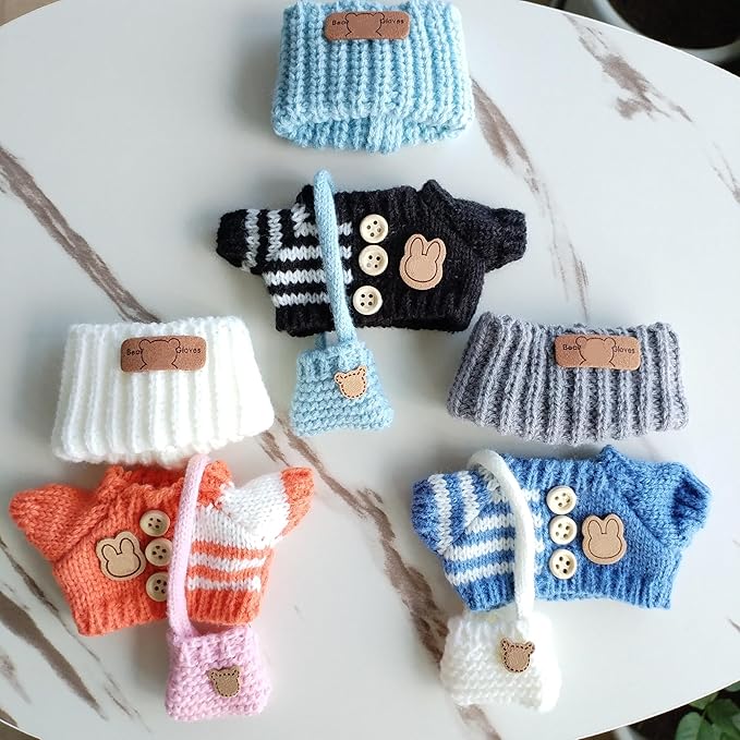 15cm & 17cm Doll Clothes Outfits Set - Premium Dress Up Bundle with Exquisite Accessories | Soft Fabric Fashion Doll Costume for 15-17cm Dolls (3set Orange+Blue+Black)