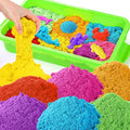 Play Sand with Sensory Bin Toy for Kids, 8 lb of 7 Colored Bulk Magic Sand with Sandbox for Toddlers, Sensory Sand Kit for Boys and Girls Age 3-8 (Green)