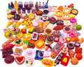 100pcs Miniature Food Drinks Bottle Toys Dollhouse Mixed Resin Accessories for Adults Kids Kitchen Accessories for Pretend Play (Hamburger, Pizza,Cake,Ice Cream,Bread)