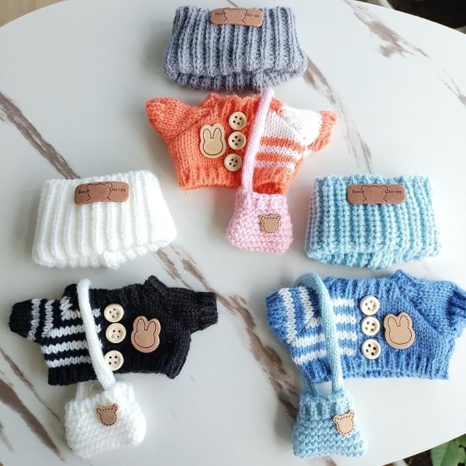 15cm & 17cm Doll Clothes Outfits Set - Premium Dress Up Bundle with Exquisite Accessories | Soft Fabric Fashion Doll Costume for 15-17cm Dolls (3set Orange+Blue+Black)