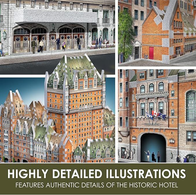 Wrebbit3D Château Frontenac 3D Puzzle | 865 Jigsaw Puzzle Pieces | Castles and Cathedrals Collection