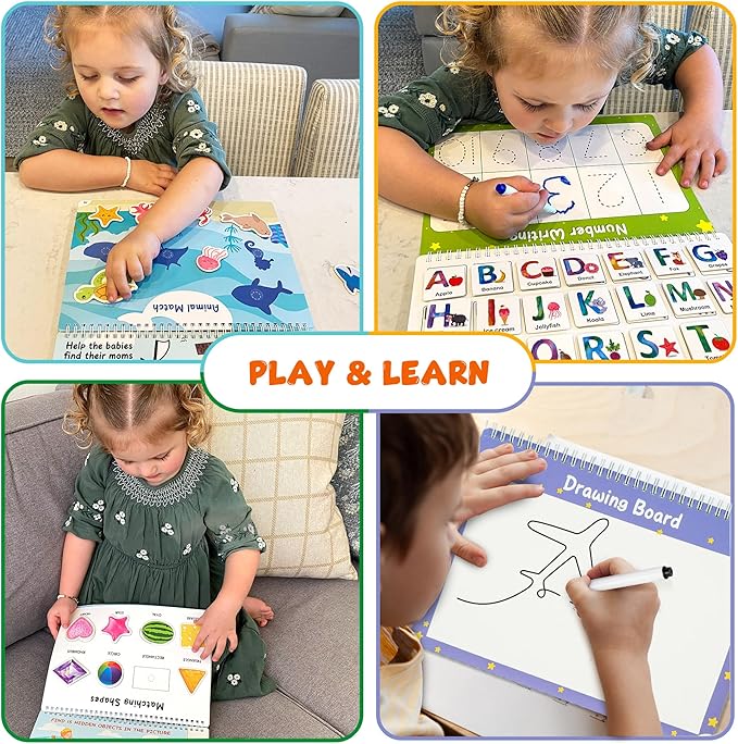 BenBen Busy Book for Toddlers, 30 Pages, Pre-Assembled, Preschool Learning Activities, Montessori Toys for Ages 3 and Up, Autism Sensory Toys, Kids Educational Activity Book, Birthday Gift