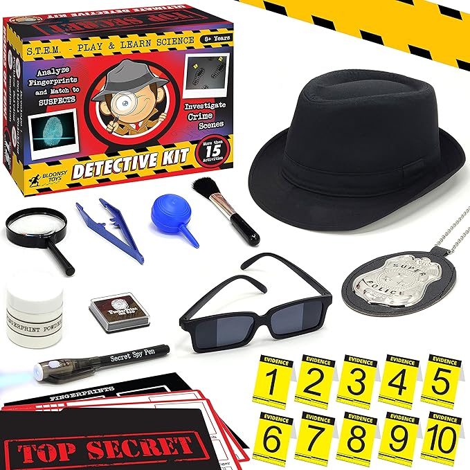 Spy Kit for Kids Detective Fingerprint Toys for 6 7 8 9 10 11 12 Year Old Boys Girls Secret Agent Investigation Science Set