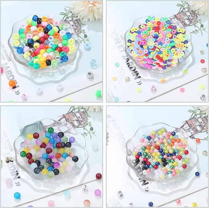 XIANNVXI 18color Clay Beads Kit for Friendship Bracelet 8mmClay Kandi Letter Beads Kit for Jewelry Making DIY Crafts