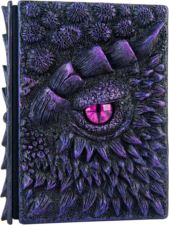 3D Dragon Eye Embossed Journal,Resin Engraving Notebook,Dnd notebook for Dragon Lovers ，Blank Paper,Hardcover Travel Notepad for Writing,Sketchbook,Collection,Gift,Decoration A4 and A5 Size (A5-Dark Purple)