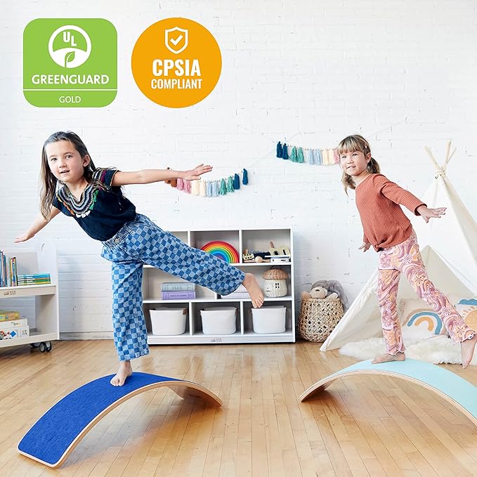 ECR4Kids Balance Board with Felt Base, Montessori Toy, Blue