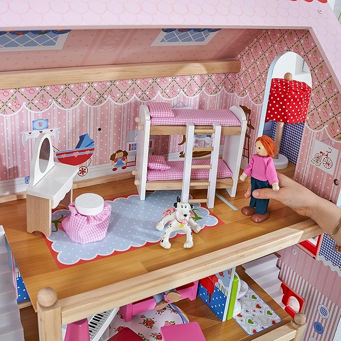 KidKraft Chelsea Doll Cottage Wooden Dollhouse with 16 Accessories, Working Shutters, for 5-Inch Dolls