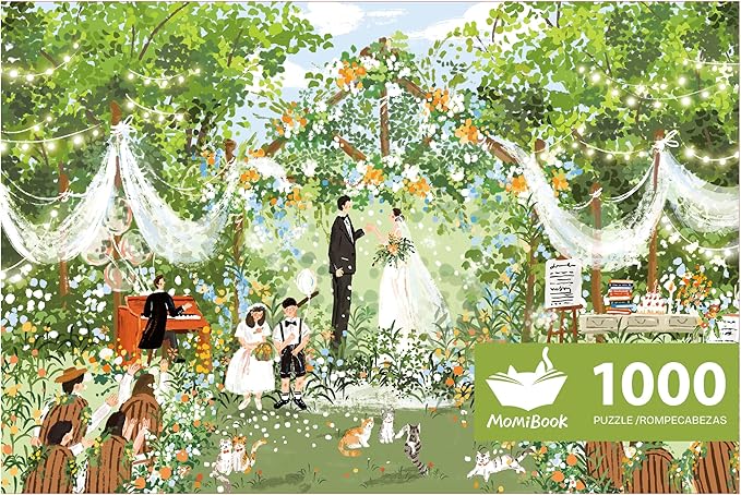 MOMIBOOK 1000 Piece Puzzle for Adults Jigsaw Puzzles of The Wedding is in Progress, Painting Image Spring Difficult Challenging Hard Impossible Puzzle Unique Funny Party Wedding Birthday Gifts