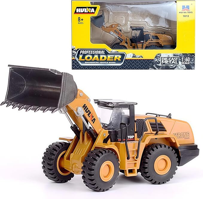 Gemini&Genius Wheeled Loader Heavy Duty Construction Site Vehicle Toys 1:60 Scale Diecast Bulldozer Engineering Shovel Dump Truck Collectible Alloy Model Toys for Kids and Decoration for House