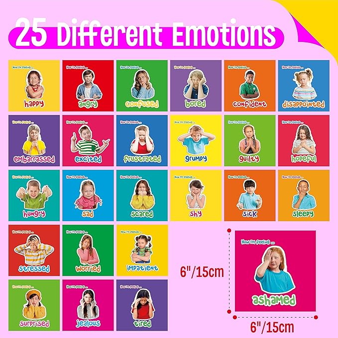 Emotions Flip Chart, 25 Different Moods with Coping Skills-Learn to Identify Various Moods, Real Person Feelings Flipbook for Kids with Autism, ADHD -Educational Tools for Therapy, Classroom, Home Use