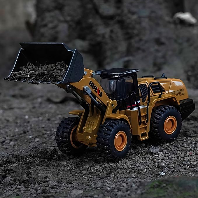 Gemini&Genius Wheeled Loader Heavy Duty Construction Site Vehicle Toys 1:60 Scale Diecast Bulldozer Engineering Shovel Dump Truck Collectible Alloy Model Toys for Kids and Decoration for House