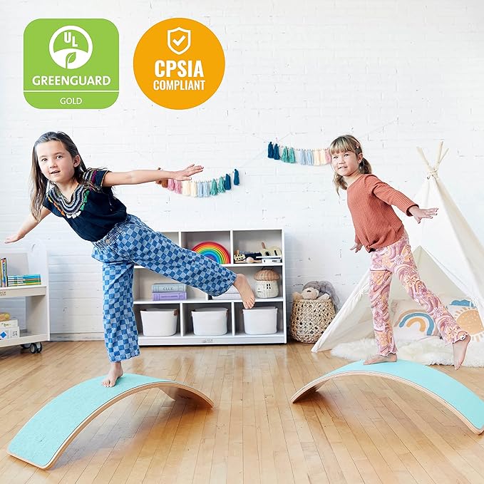 ECR4Kids Balance Board with Felt Base, Montessori Toy, Seafoam