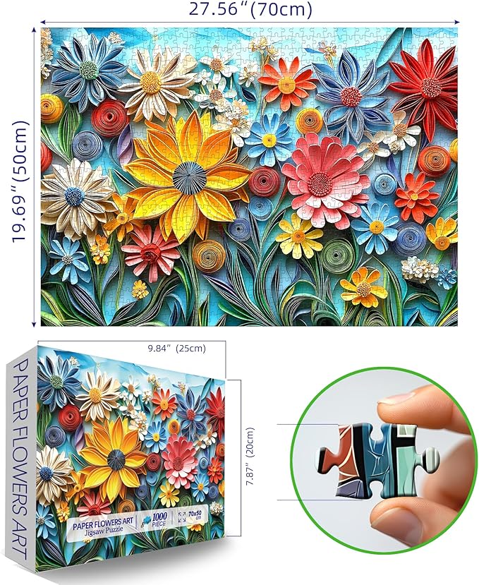 Puzzles for Adults 1000 Pieces Colorful Flower Jigsaw Puzzles 1000 Pieces Challenging Art Paper Puzzle Impossible Difficult Plant Puzzle for Adults