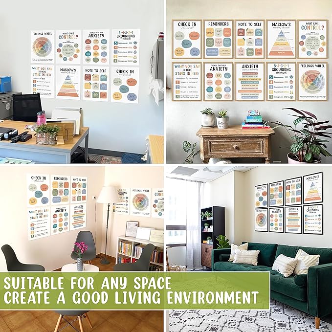 10 Pcs Care Mental Health Posters, Mental Health Matters Poster, Therapy Office Decor, Counseling Office Must Haves, School Counselor PR Colorful (Colorful)