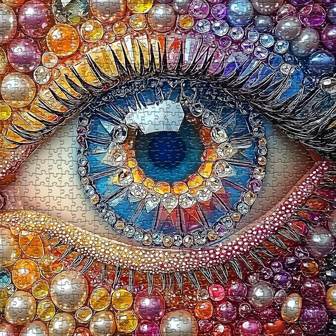 Impossible Puzzles for Adults1000 Pieces, Eye Colorful Gradient Crystal Diamond Abstract Art Themed, Hard Difficult Challenge Jigsaw Puzzle