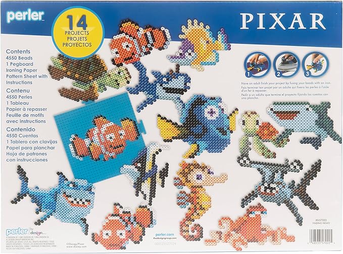 Perler Disney Pixar's Finding Nemo Fused Bead Activity Kit with 14 Unique Patterns, Finished Project Sizes Vary, Multicolor 4553 Pieces