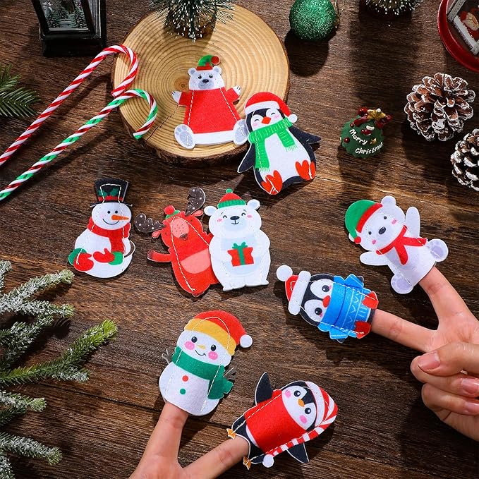Honoson 60 Pcs Penguin Finger Puppets Set Felt Finger Puppet Bulk 3.94 Inches Figures Assortment for Playtime School Holiday Party Favors