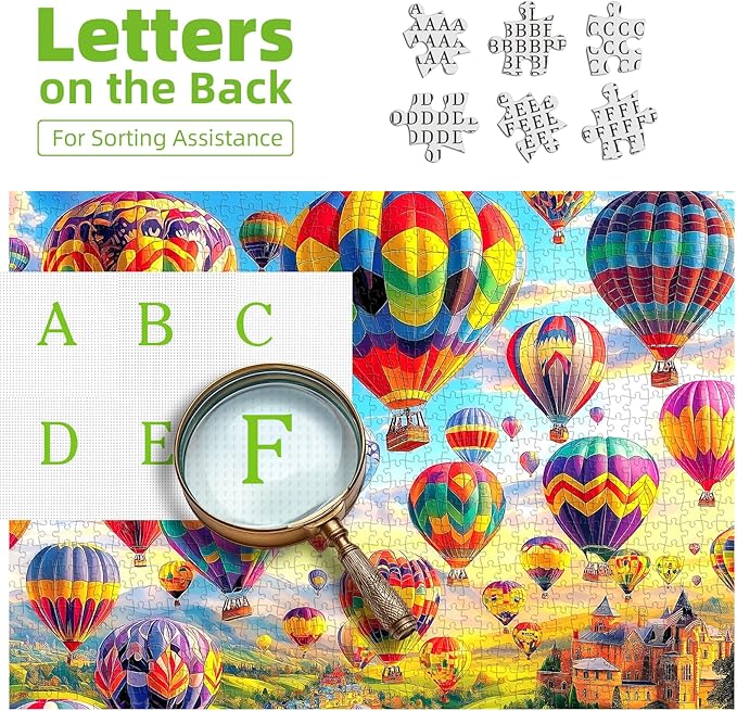 Hot Air Balloon 1000 Piece Puzzle for Adults Unique Colorful Castle Puzzles for Adults 1000 Pieces Landscape Jigsaw Puzzles 1000 Pieces Family Challenging Puzzle (27.5"x19.6")