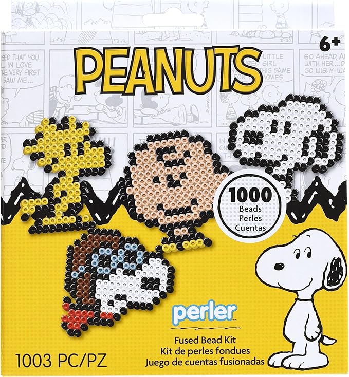 Perler 80-57193 Peanuts Snoopy and Friends Fused Bead Craft Activity Kit with Four Patterns, Multicolor, 1003 Pieces