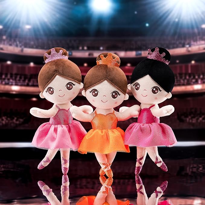 Gloveleya Baby Girl Gifts Dolls Soft Plush Toy Ballet Girl Doll Orange 14 Inches with Gift Box…
