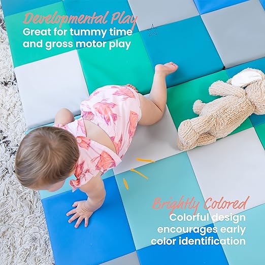 ECR4Kids SoftZone Patchwork Activity Mat, Folding Playmat, Contemporary