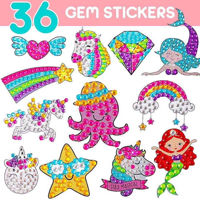 Blue Squid Diamond Art Kits for Kids – Mermaid, Unicorn & Under The Sea - Fun & Easy DIY 5D Gem Art Kids Diamond Painting Kit - Arts & Crafts Kit, Girls, Boys Ages 6-12
