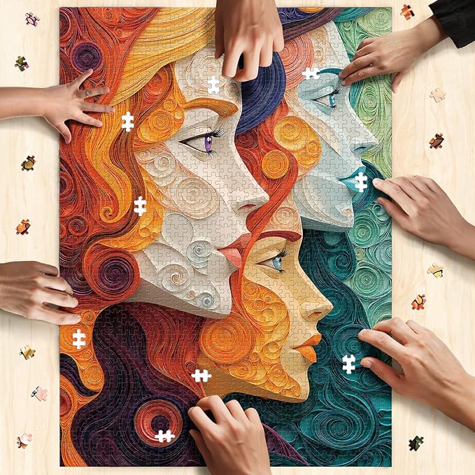 Vibrant Female Portrait Jigsaw Puzzles for Adults 1000 Pieces, Difficult Puzzles Perfect for Game Night, Great Gift Idea, Size 26.65 x 19.25 in