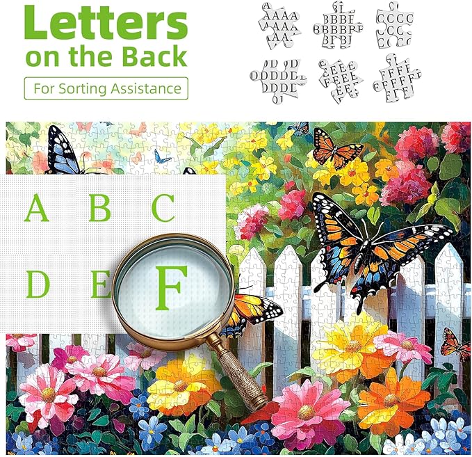 500-Piece Jigsaw Puzzle for Adults Butterfly Garden Spring Colorful Flowers 500pc Adult Puzzles Nature-Themed Flower Puzzle, Challenging Yet Relaxing Activity, Gift for Puzzle Lovers(23"x15")