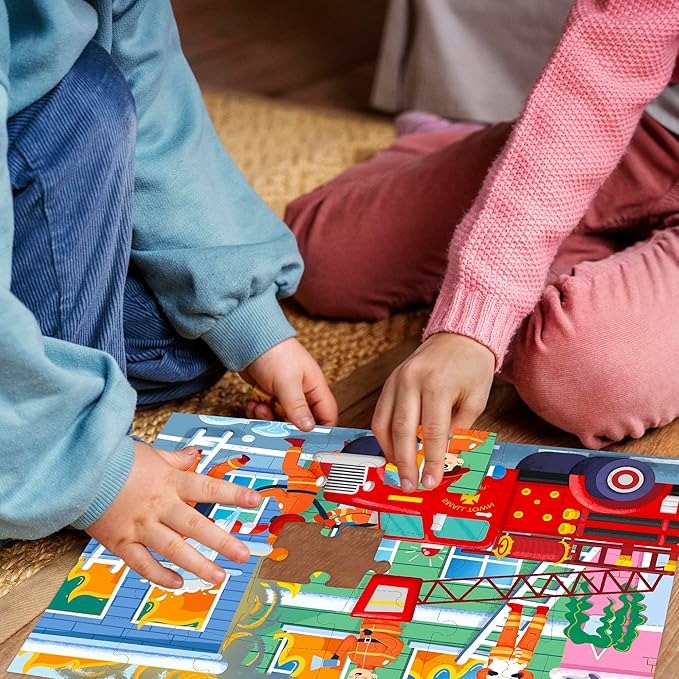 QUOKKA Puzzles for Kids Ages 3-5 - 30 Pieces Puzzles for Toddlers 2-4 - Firefighters Learning Jigsaw Puzzles for Kids 4-6 Years Old - Educational Toys for Boy and Girl
