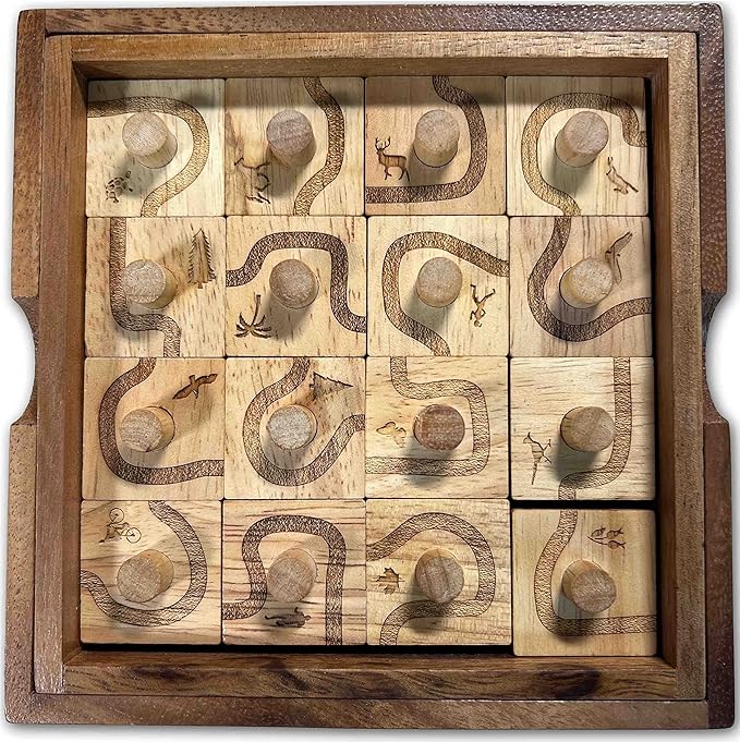 Trail Run Wood Brain Teaser Puzzle - Edge Match to Complete Path - Creative Crafthouse