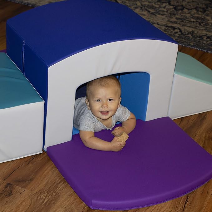 Factory Direct Partners 12825-CTPU SoftScape Playtime Grow-n-Learn Tunnel Climber Plus Pads for Toddlers and Kids (3-Piece) - Contemporary/Purple, 12825-CTPU