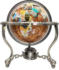 unique art since 1996 Limited Edition! unique art since 1996 Amber Pearl Swirl Table Top Gemstone World Globe with Tripod Silver Zinc Alloy Stand (220MM/9 INCHES/Amber Ocean)