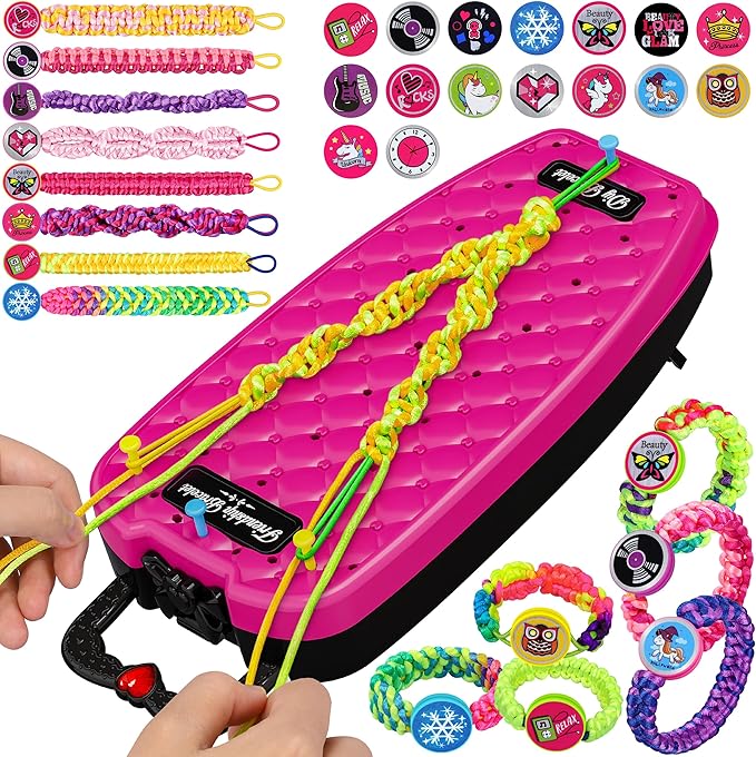 Friendship Bracelet Making Kit for Girls,DIY Arts and Crafts Toys,Jewelry String Maker Kit,The Best Birthday Gifts Ideas for Girls 6 7 8 9 10 11 12+ Years Old（Rose and Black