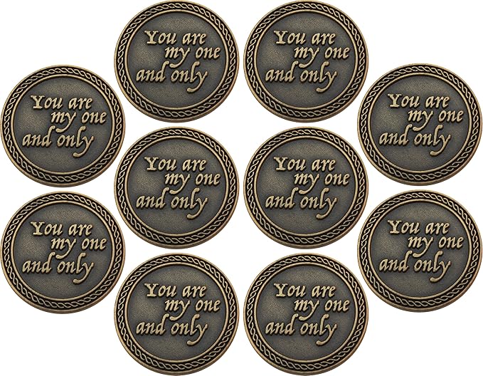 Bulk Set of 10 Romantic Love Expression Coins, You are My One & Only, You Mean The World to Me, Anniversary Pocket Tokens for Date Night, Love Gift for Men & Women, from Him or Her