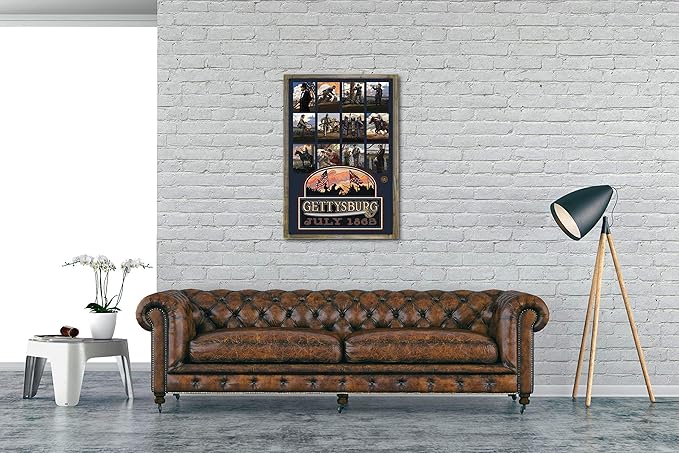 Northwest Art Mall Gettysburg Civil War Collage Metal Print on Reclaimed Barn Wood from Original Travel Artwork by Artist Paul A. Lanquist 24" x 36"
