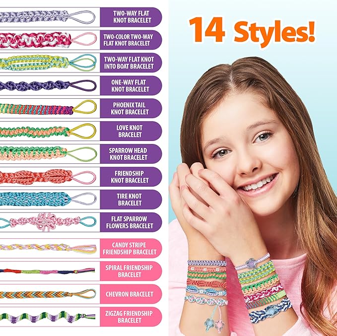 Yolscue Friendship Bracelet Making Kit for Girls,Bracelet Kit Toys,Arts and Crafts for Kids Age 7-12,Best Birthday Gifts Ideas for Ages 7,8,9,10,11,12 Year Old,Kids Bracelet String Toys Set (Blue)