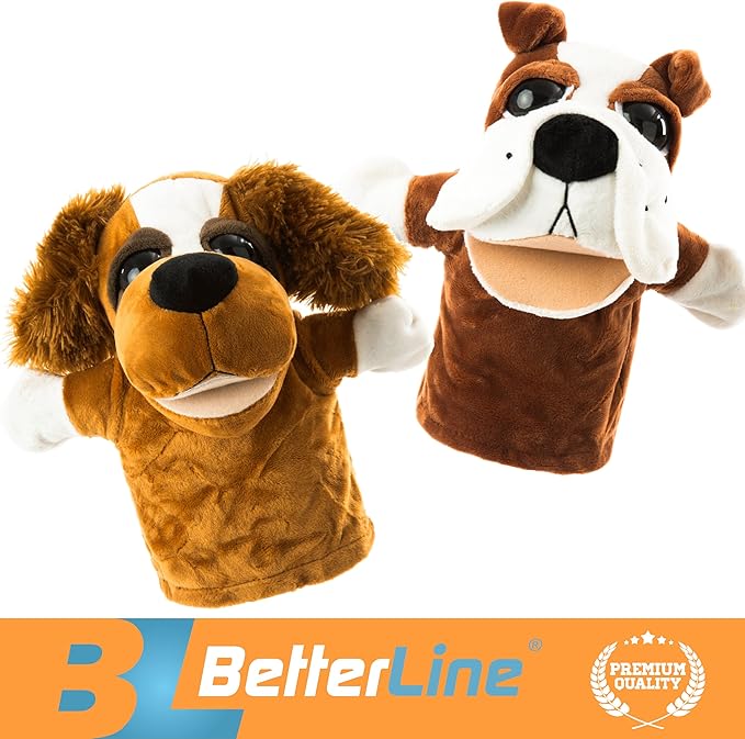 Animal Hand Puppets Set for Kids & Adults - 12.5" Premium Quality Soft Plush Toys with Movable Mouths - Perfect for Storytelling, Teaching, Preschool, Role-Play - Durable, Vibrant, Educational Puppets