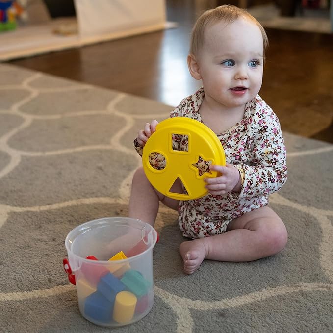 Shape Sorter Bucket – 12-Piece Toddler Math & Fine Motor Skills Toy, Special Needs-Friendly Sorting and Matching Activity