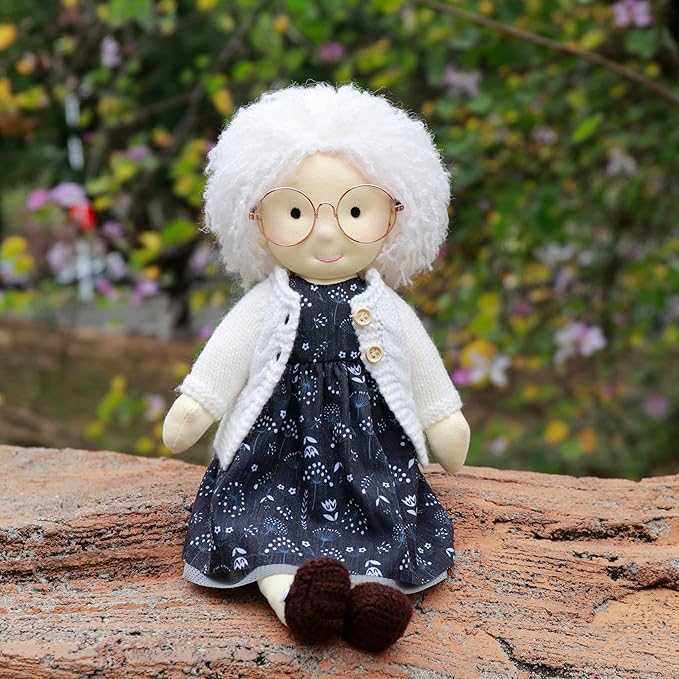 BlissfulPixie Handmade Soft Girl Rag Doll - Ella 12" with Cute Stuffed Plush, Ideal First Doll for Babies & Toddlers
