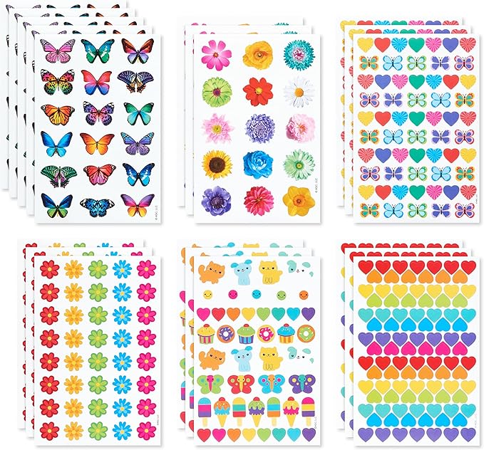 American Greetings 867-Count Bulk Stickers for Kids, Butterflies and Flowers