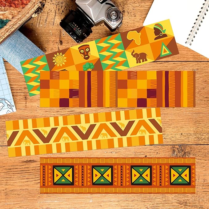 BeYumi African American Border Trim - 80Pcs Juneteenth Kwanzaa Holiday Kente Cloth Bulletin Board Borders Back to Shcool African American Celebration Party Classroom Office Poster Decoration