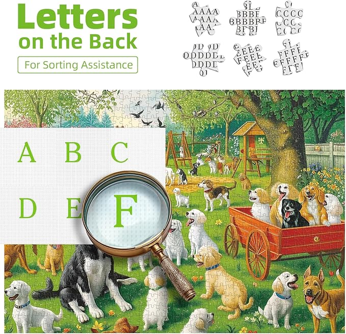 Puzzles for Adults 500 Pieces Colorful Dog Park Jigsaw Puzzles 500 Pieces Difficult Fun Cute Puppy Unique Beautiful Family Puzzle Challenging Games Gift for Adults (21"x15")